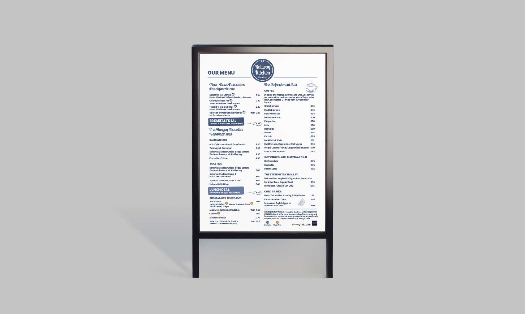 The Railway Kitchen Honiton spring summer 2026 menu